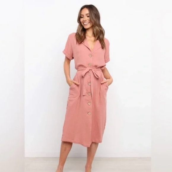 Petal + Pup Pink Gauzy Maxi Dress Button Front 
SZ 12 Beachy Vibes Summer NWT - Picture 1 of 10